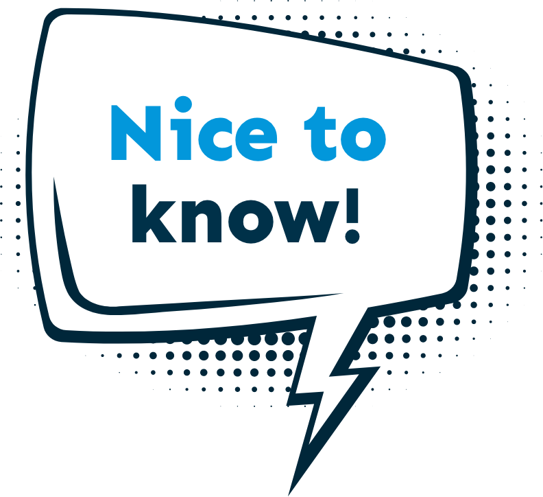 Sprechblase im Comic-Stil mit der Aufschrift „Nice to know“, die eine nützliche oder interessante Information zu eurem Gewinnspiel bietet.